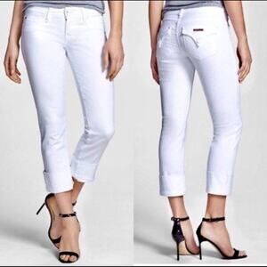 Hudson Jeans Women's Ginny Denim Crop White Straight Leg Fixed Cuff Stretch 27